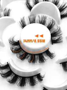 GROINNEYA 5 对浓密假睫毛仿貂皮睫毛 D 卷曲漫画眼睫毛自然浓密假睫毛旅行必备化妆工具 - 黑色 - 查看 3