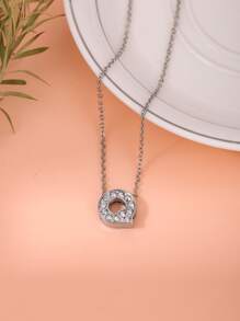 1 pieza Collar con diamante de imitación con diseño de letra - Plateado - Ver 3