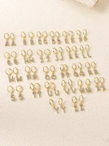 1 Paire De Boucles D'oreilles Pour Femmes En Cuivre De Style Européen Et Américain De Luxe Léger Et Délicat Avec Le Design De 26 Lettres Anglaises Majuscules, Cadeau Pour Une Utilisation Quotidienne