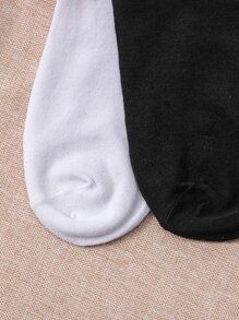 Hombres 4 pares Calcetines de tripulación unicolor - Blanco y Negro - Ver 4