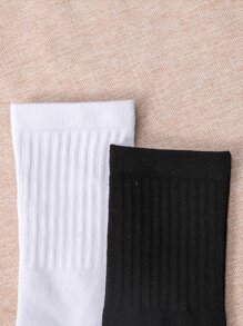 Hombres 4 pares Calcetines de tripulación unicolor - Blanco y Negro - Ver 5