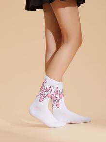 2pairs Flame Pattern Crew Socks - Multicolor - View 2
