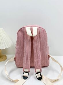 Portable Minimalist Corduroy Classic Backpack For Teen Girls Women College Students,White-Collar Workers Perfect For,College,Work,Business,Commute, Lightweight Small Backpack, Mini Backpack For Back To School & TravelSchool Backpack,School Bag,Backpack For School,Back To School,Big Backpack,Cute, Suitable For Teen Girls Women College Students, Perfect For Back To School,College,Middle School, High School - Pink - View 2