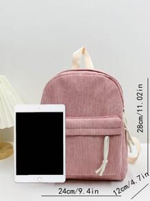 Portable Minimalist Corduroy Classic Backpack For Teen Girls Women College Students,White-Collar Workers Perfect For,College,Work,Business,Commute, Lightweight Small Backpack, Mini Backpack For Back To School & TravelSchool Backpack,School Bag,Backpack For School,Back To School,Big Backpack,Cute, Suitable For Teen Girls Women College Students, Perfect For Back To School,College,Middle School, High School - Pink - View 3