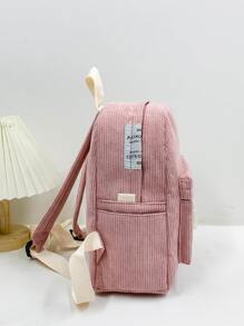 Portable Minimalist Corduroy Classic Backpack For Teen Girls Women College Students,White-Collar Workers Perfect For,College,Work,Business,Commute, Lightweight Small Backpack, Mini Backpack For Back To School & TravelSchool Backpack,School Bag,Backpack For School,Back To School,Big Backpack,Cute, Suitable For Teen Girls Women College Students, Perfect For Back To School,College,Middle School, High School - Pink - View 4
