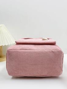 Portable Minimalist Corduroy Classic Backpack For Teen Girls Women College Students,White-Collar Workers Perfect For,College,Work,Business,Commute, Lightweight Small Backpack, Mini Backpack For Back To School & TravelSchool Backpack,School Bag,Backpack For School,Back To School,Big Backpack,Cute, Suitable For Teen Girls Women College Students, Perfect For Back To School,College,Middle School, High School - Pink - View 5