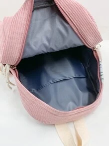 Portable Minimalist Corduroy Classic Backpack For Teen Girls Women College Students,White-Collar Workers Perfect For,College,Work,Business,Commute, Lightweight Small Backpack, Mini Backpack For Back To School & TravelSchool Backpack,School Bag,Backpack For School,Back To School,Big Backpack,Cute, Suitable For Teen Girls Women College Students, Perfect For Back To School,College,Middle School, High School - Pink - View 7