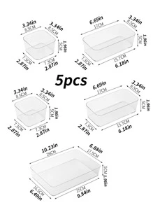 SHEINfinds 5pcs/set PET Desktop Storage Box, Minimalist Clear Organizer Tray For Home - Clear - View 3