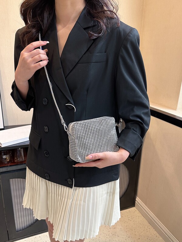 Mini Rhinestone Decor Square Bag