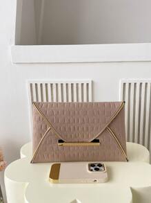 ly hợp Tương phản ràng buộc In cá sấu Đúng mốt - Màu be - Xem 6