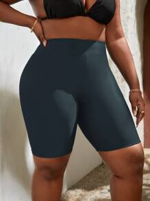 Plus High Waisted Bikini Bottom - Dark Grey - View 1