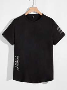 Manfinity Men Slogan Graphic Tee - Black - View 1