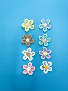 16入組/套花卉設計補丁貼紙滌綸縫紉工藝裝飾貼紙 - 彩色 - 查看 3