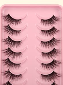 7 对交叉卷曲假睫毛化妆品 - 黑色 - 查看 2