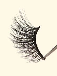 7 对交叉卷曲假睫毛化妆品 - 黑色 - 查看 4