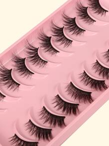 7 对交叉卷曲假睫毛化妆品 - 黑色 - 查看 7