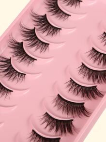 7 对交叉卷曲假睫毛化妆品 - 黑色 - 查看 8