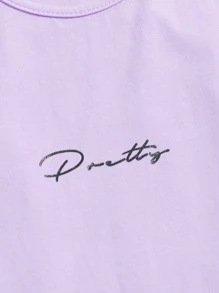 SHEIN Parte superior deportiva de tirantes con gráfico de letras en estilo de novio para hombres - Lila Púrpura - Ver 3