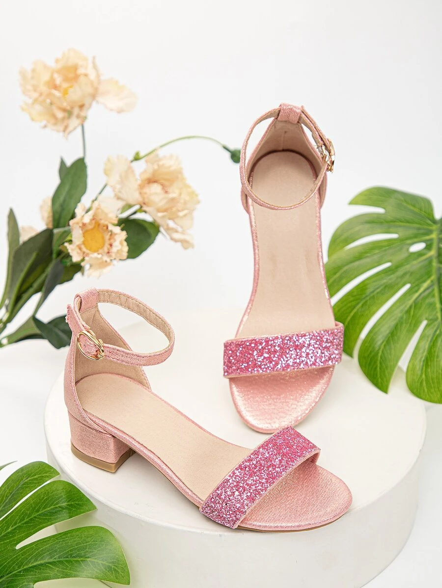 Dép có Gót Trẻ em long lanh màu trơn - Hồng - Xem 1