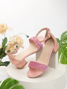 Dép có Gót Trẻ em long lanh màu trơn - Hồng - Xem 2