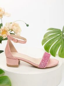 Dép có Gót Trẻ em long lanh màu trơn - Hồng - Xem 3