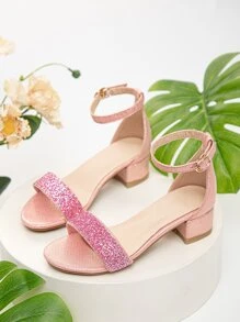 Dép có Gót Trẻ em long lanh màu trơn - Hồng - Xem 4