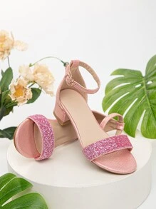 Dép có Gót Trẻ em long lanh màu trơn - Hồng - Xem 5