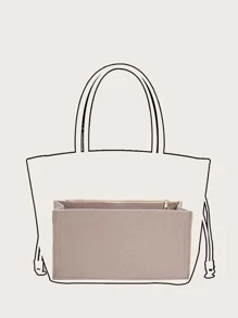 Minimalist Bag Insert Classic Inner Portable Organizer Makeup Bag Cosmetic Make Up Accessories Tote Bag For Teen Girls Women College Students Rookies & White-collar Workers - Khaki - View 3