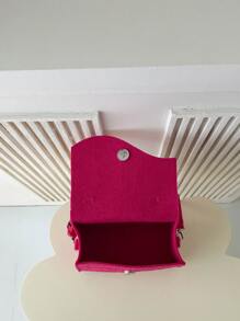 女孩螢光紅鱷魚壓紋翻蓋方包 - 玫紅色 - 查看 4