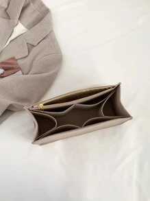 Minimalist Bag Insert Classic Inner Portable Organizer Makeup Bag Cosmetic Make Up Accessories Tote Bag For Teen Girls Women College Students Rookies & White-collar Workers - Khaki - View 7