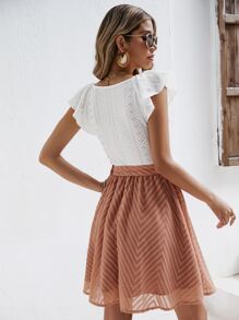 SHEIN Frenchy Vestido con cinturón de color combinado ribete con fruncido