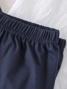 Girls Slogan Graphic PJ Set - Navy Blue - View 5