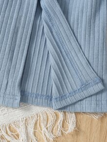 Baby 3D Ear Design Hooded Belted Sleep Robe - Dusty Blue - View 6