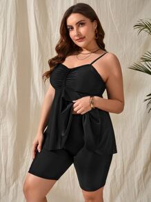 SHEIN Swim Curve Plus Size Ruched Bust Tankini Summer Beach