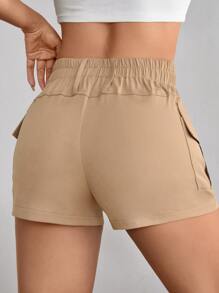 SHEIN PETITE 側翻蓋口袋工裝短褲