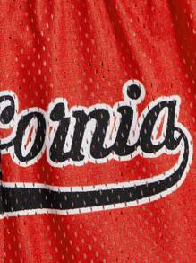 SHEIN 嬰兒男孩字母圖形條紋邊裝束束腰短褲 - 紅色 - 查看 3