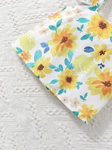 Baby Floral Print Ruffle Trim Top & Shorts - Multicolor - View 4