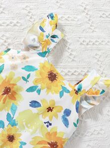 Baby Floral Print Ruffle Trim Top & Shorts - Multicolor - View 7