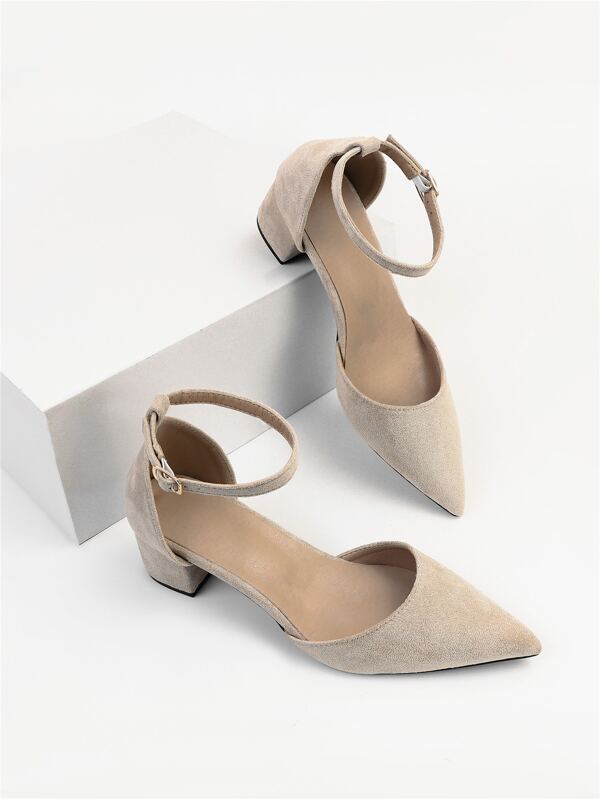 Tacones de correa de tobillo elegantes para mujeres, otoño/invierno 2025, tacones gruesos de ante sintético, elegantes