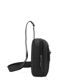 男孩字母圖案單肩包 - 黑色 - 查看 3