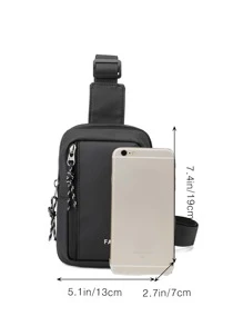 男孩字母圖案單肩包 - 黑色 - 查看 5