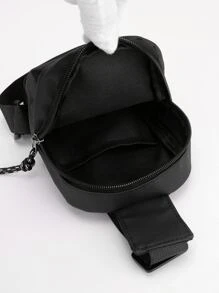 男孩字母圖案單肩包 - 黑色 - 查看 6