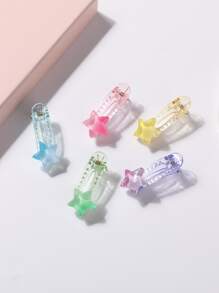 5pcs Girls Random Color Star Decor Alligator Hair Clip - Multicolor - View 3