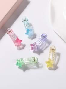 5pcs Girls Random Color Star Decor Alligator Hair Clip - Multicolor - View 4