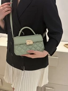 Bolsa cuadrada guateada cerradura metálica con solapa - Verde - Ver 3