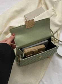 Bolsa cuadrada guateada cerradura metálica con solapa - Verde - Ver 8