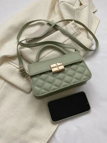 Bolsa cuadrada guateada cerradura metálica con solapa - Verde - Ver 7