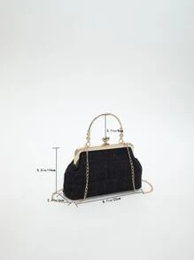 Chicas Bolso cartera con cadena con cerradura - Negro - Ver 2