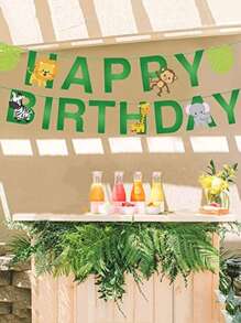 1 Bộ Họa Tiết Hình Thú Trang Trí Tiệc Sinh Nhật Kéo Cờ Trẻ Em Sinh Nhật Giấy Hoạt Hình Biểu Ngữ - Nhiều màu - Xem 2