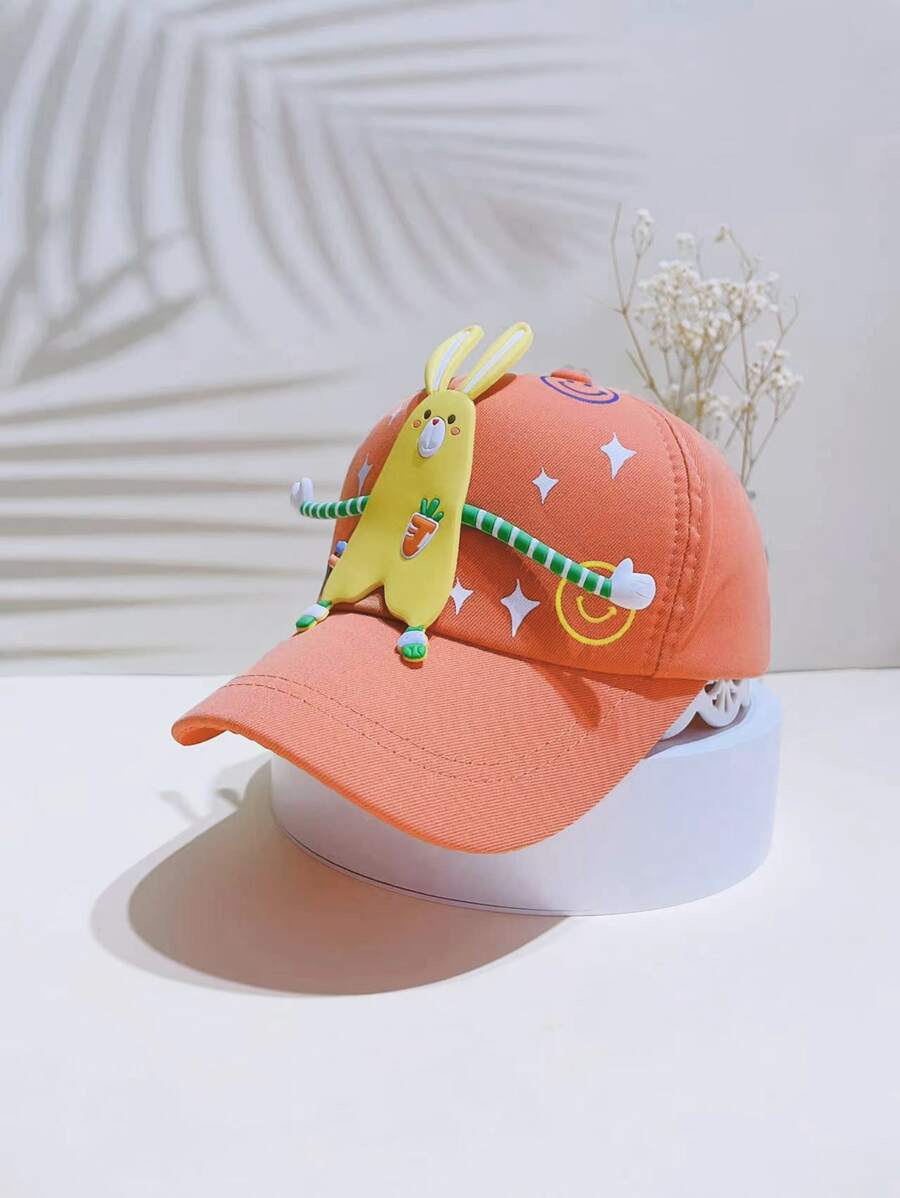 Niños Gorra de béisbol con estrella & con estampado de letra con diseño de conejo - Naranja - Ver 1